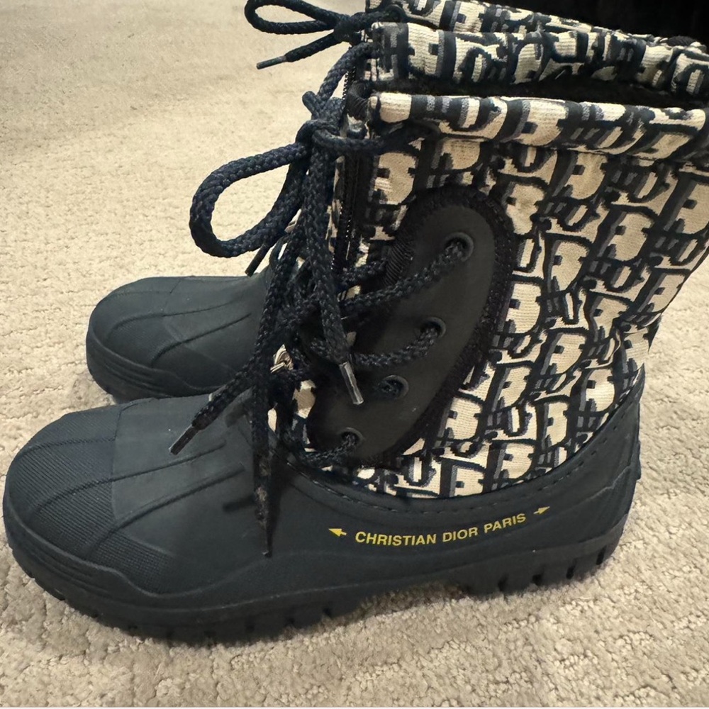 Monogram Patterned Lace-Up Canvas Boot - Picture 4 of 5
